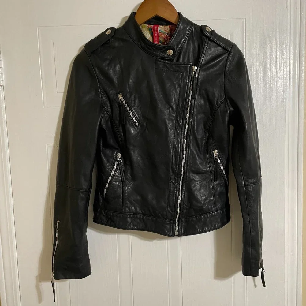 Bod & Christensen Black Leather Biker Jacket - Picture 4 of 12